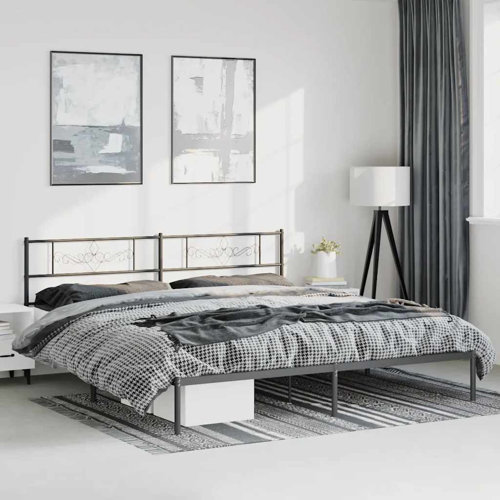 sengeramme med sengegavl 183x213 cm metal sort