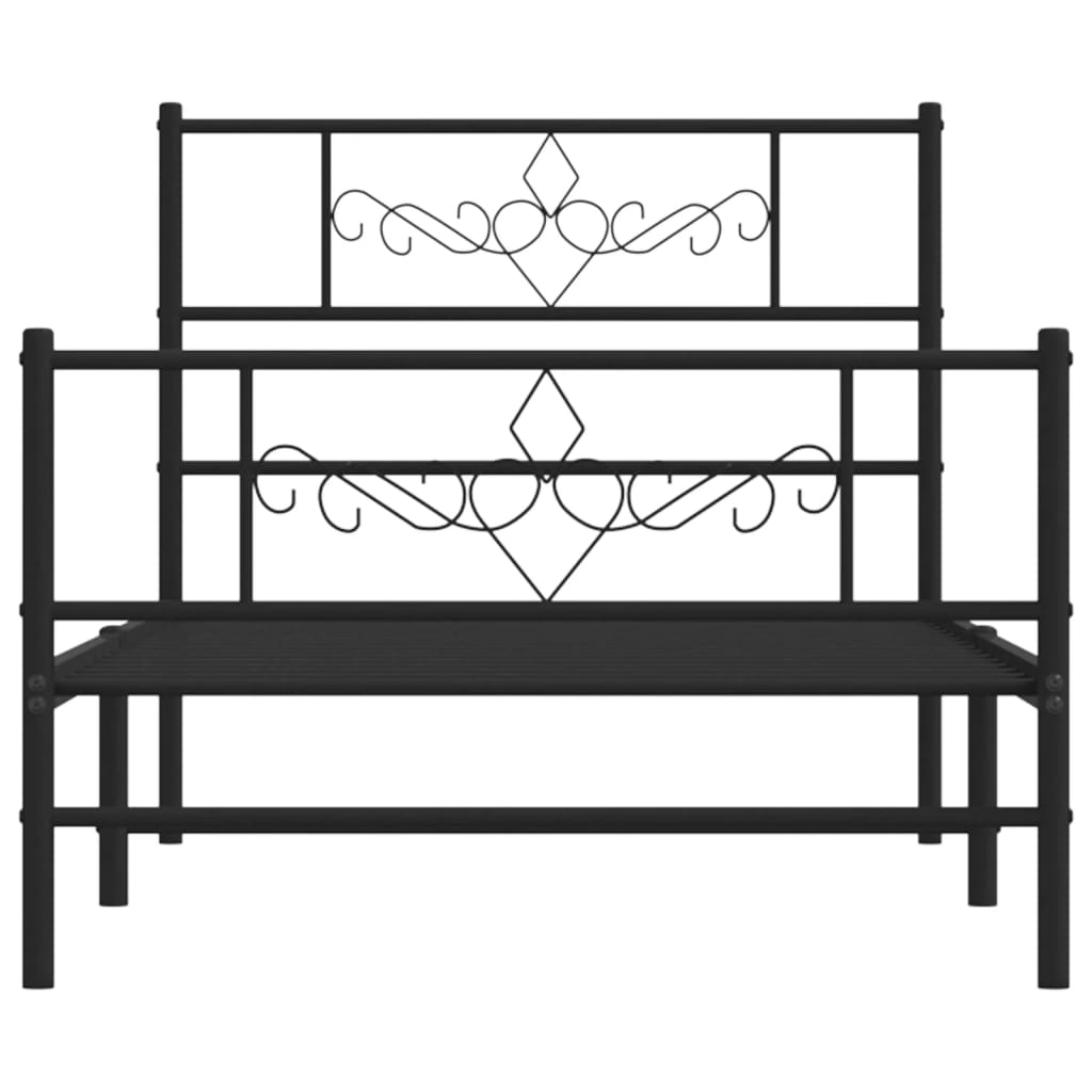 sengeramme med sengegavl og fodgærde 80x200 cm metal sort