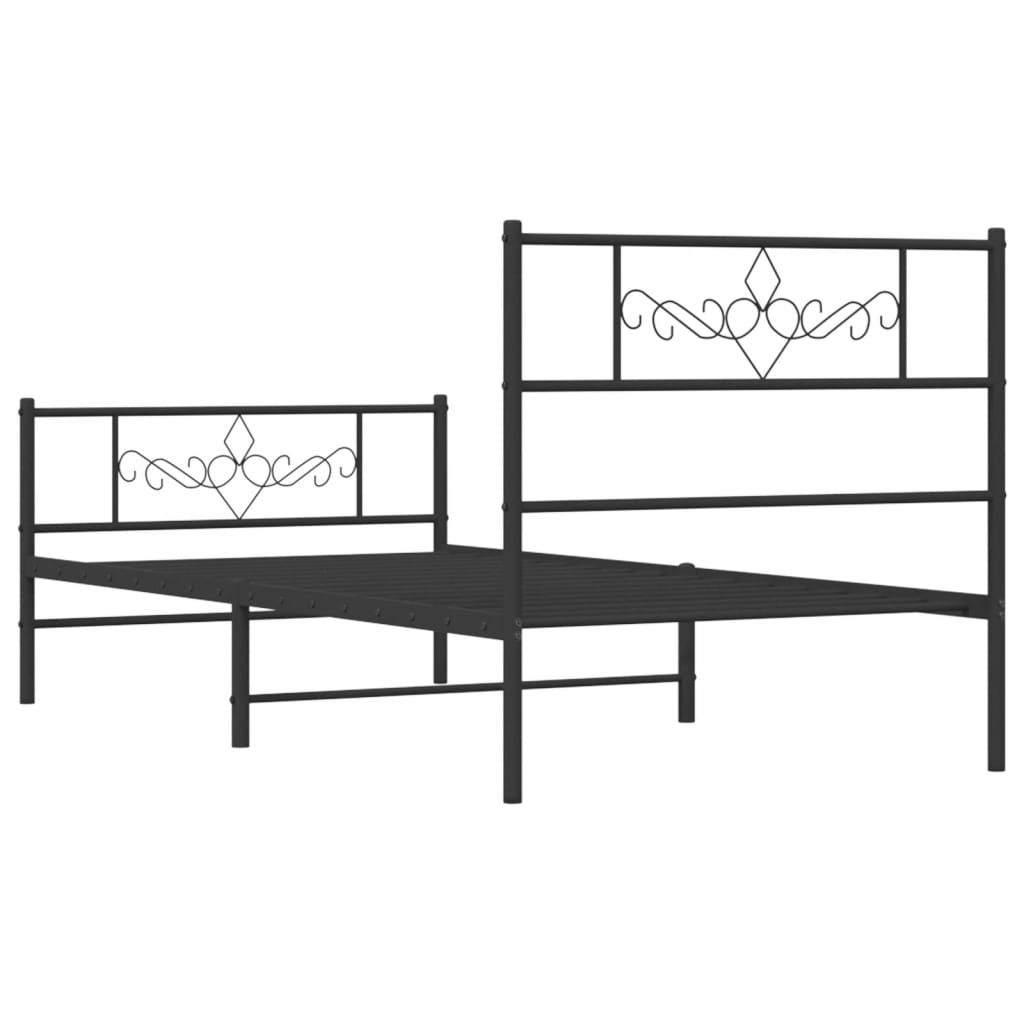 sengeramme med sengegavl og fodgærde 80x200 cm metal sort