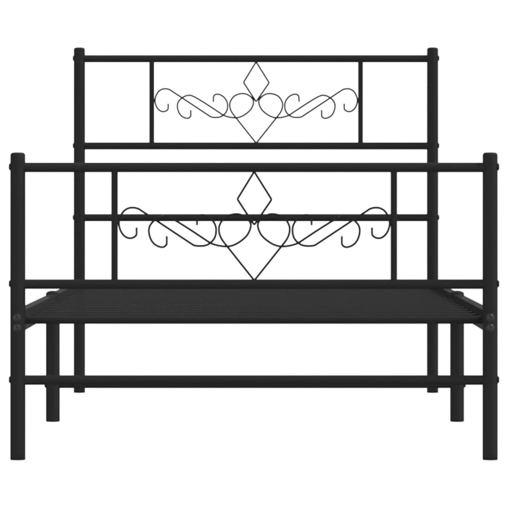 sengeramme med sengegavl og fodgærde 90x190 cm metal sort