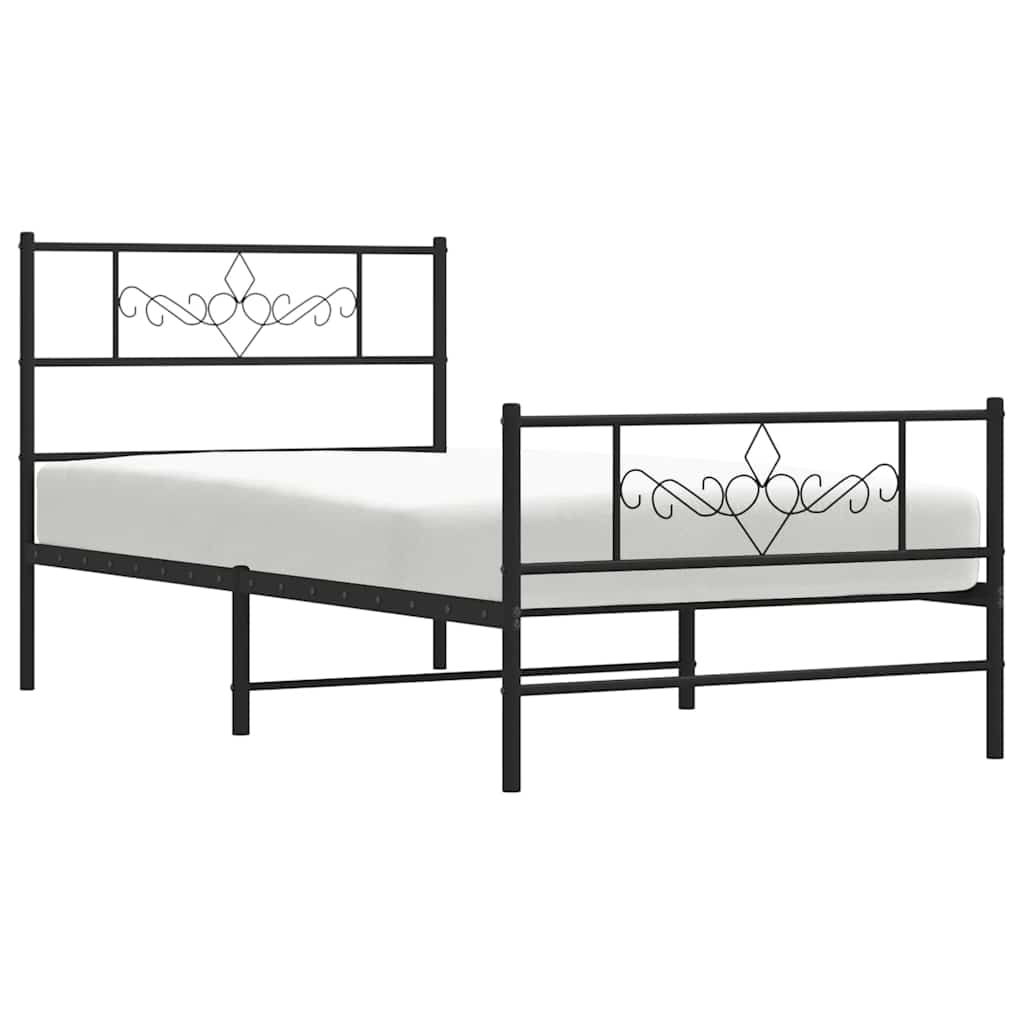 sengeramme med sengegavl og fodgærde 100x190 cm metal sort