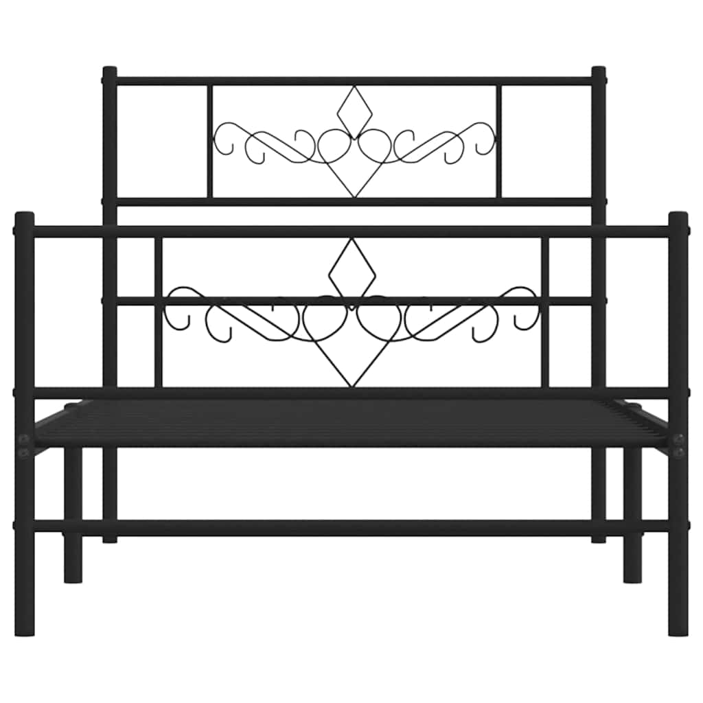 sengeramme med sengegavl og fodgærde 100x200 cm metal sort