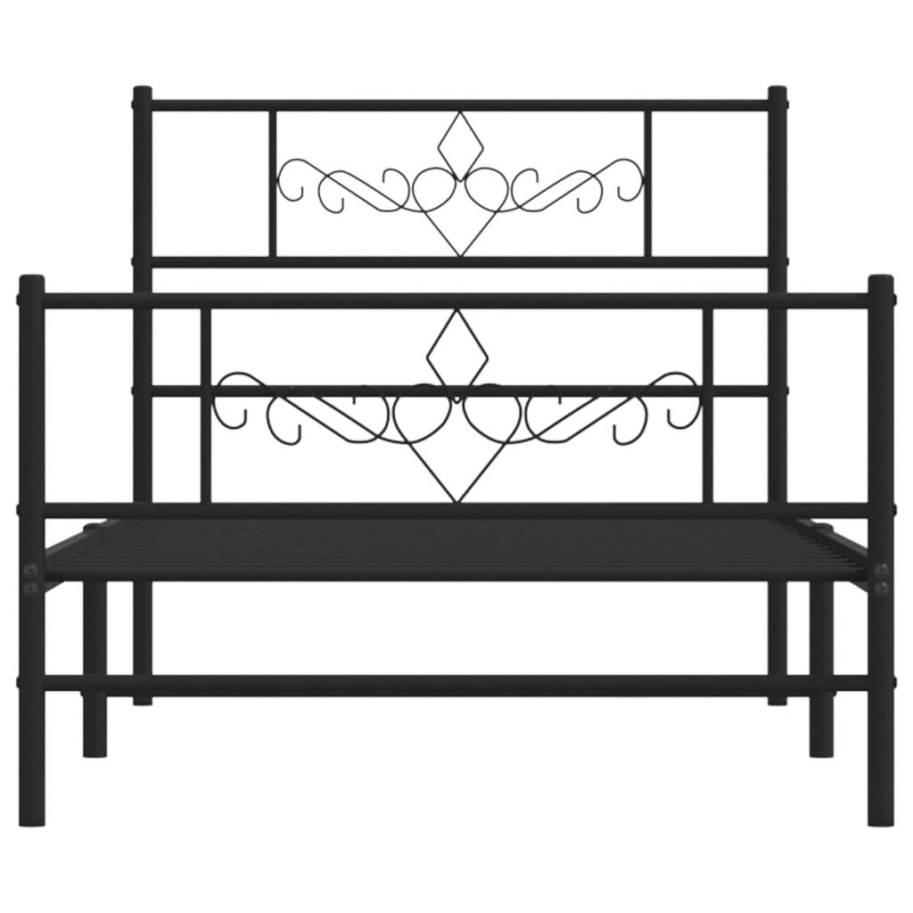 sengeramme med sengegavl og fodgærde 107x203 cm metal sort