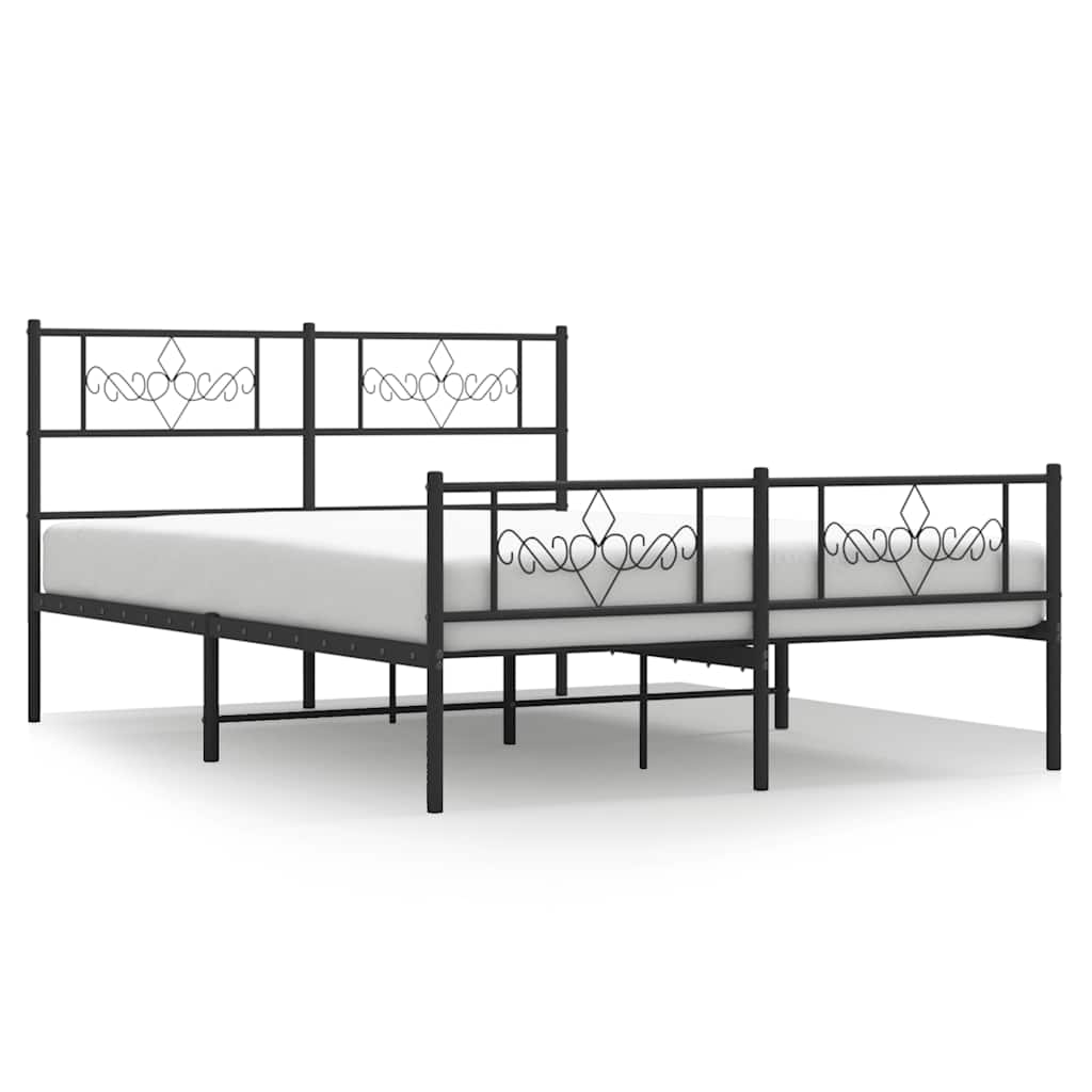 sengeramme med sengegavl og fodgærde 135x190 cm metal sort