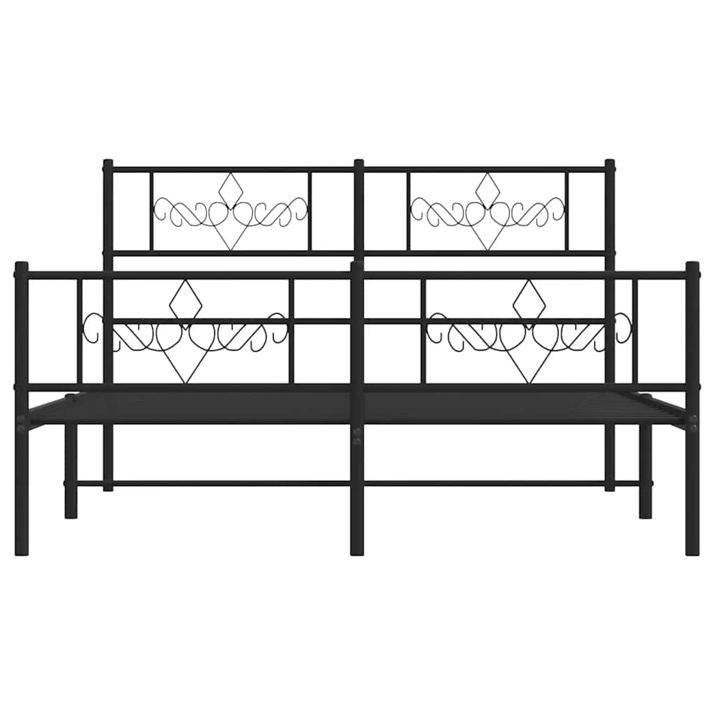 sengeramme med sengegavl og fodgærde 135x190 cm metal sort