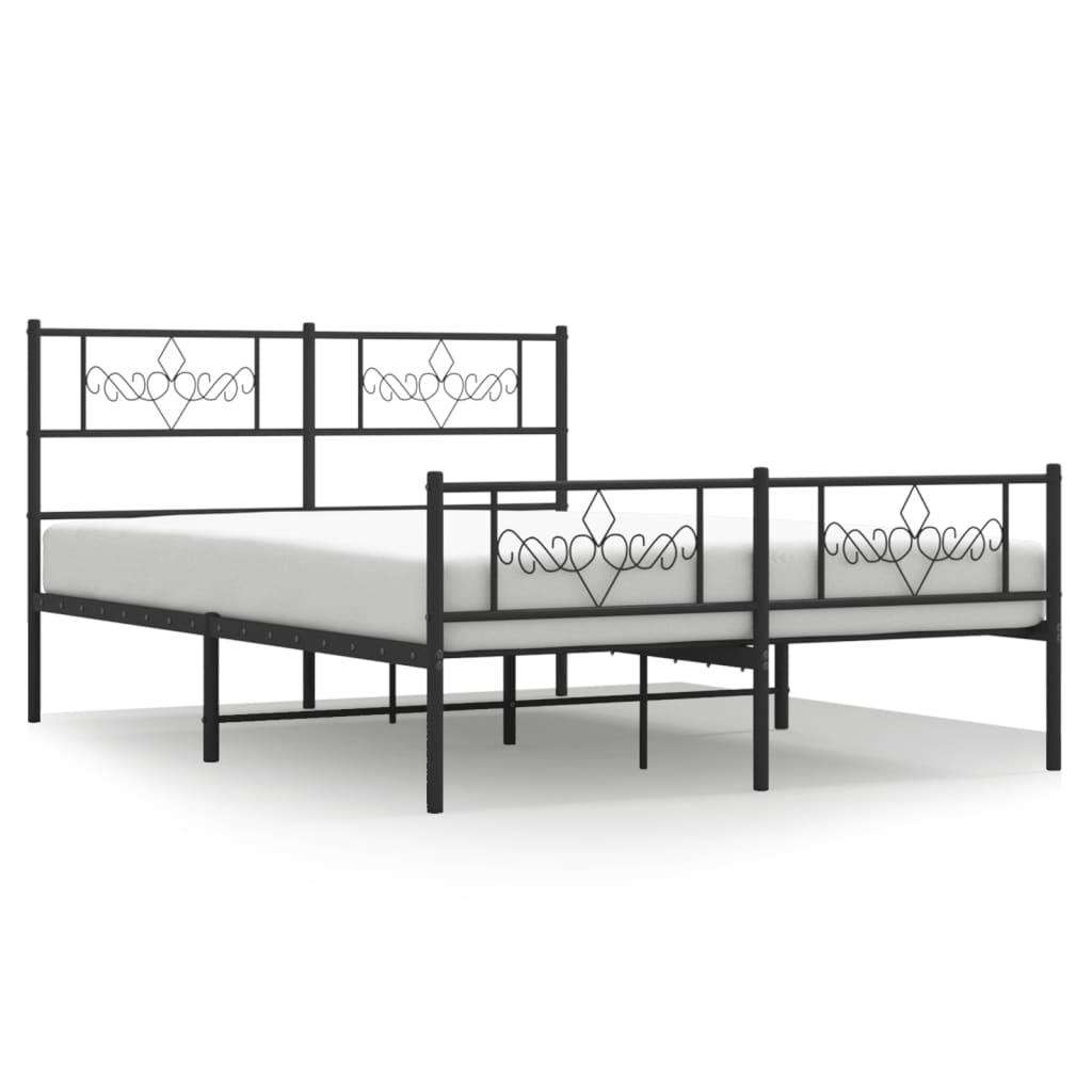 sengeramme med sengegavl og fodgærde 140x190 cm metal sort