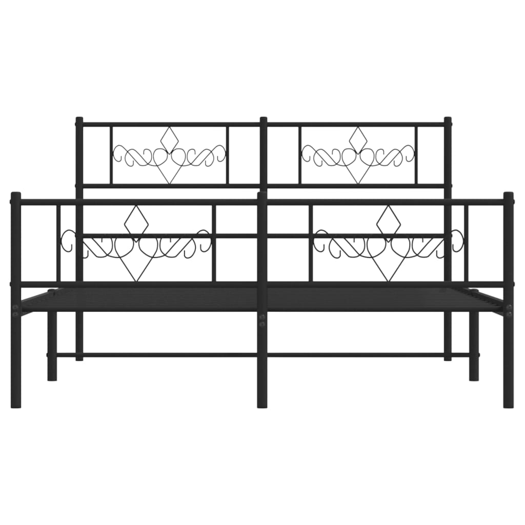 sengeramme med sengegavl og fodgærde 140x190 cm metal sort