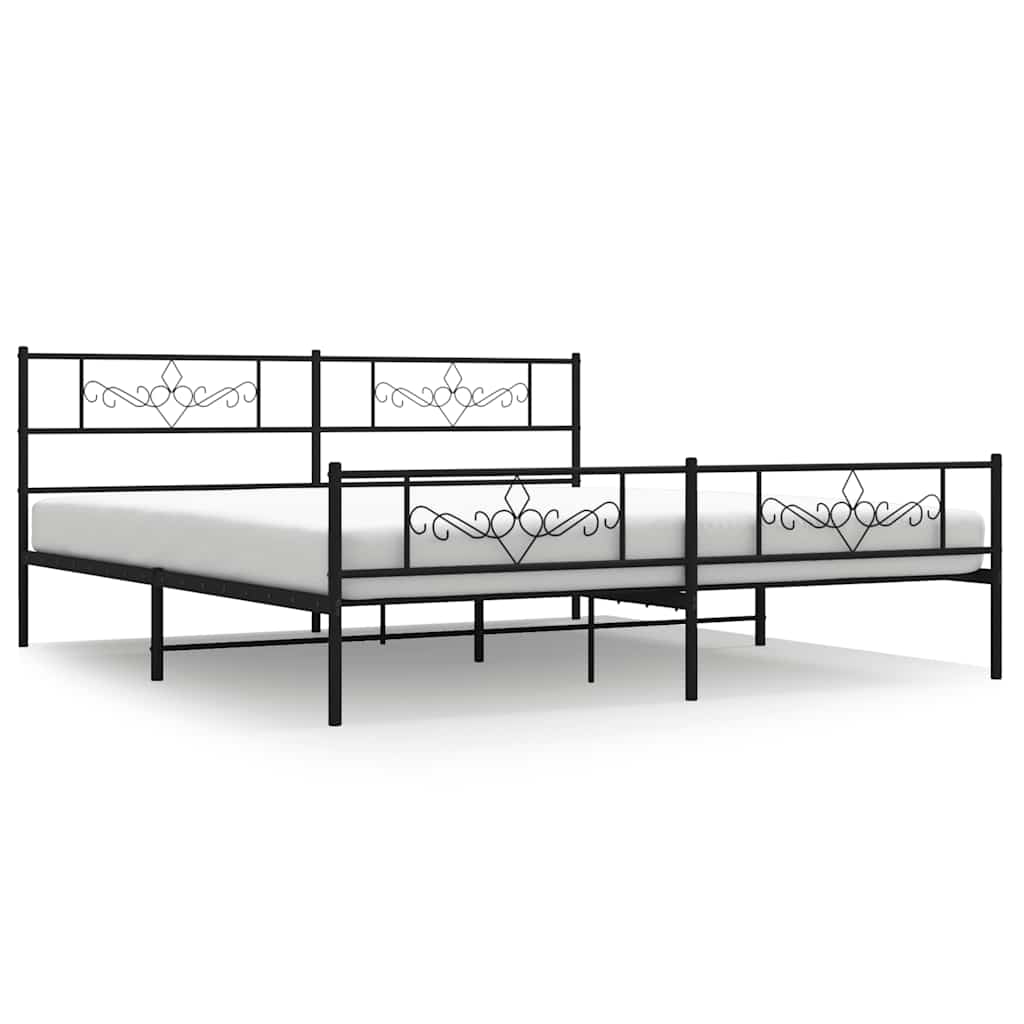 sengeramme med sengegavl og fodgærde 183x213 cm metal sort