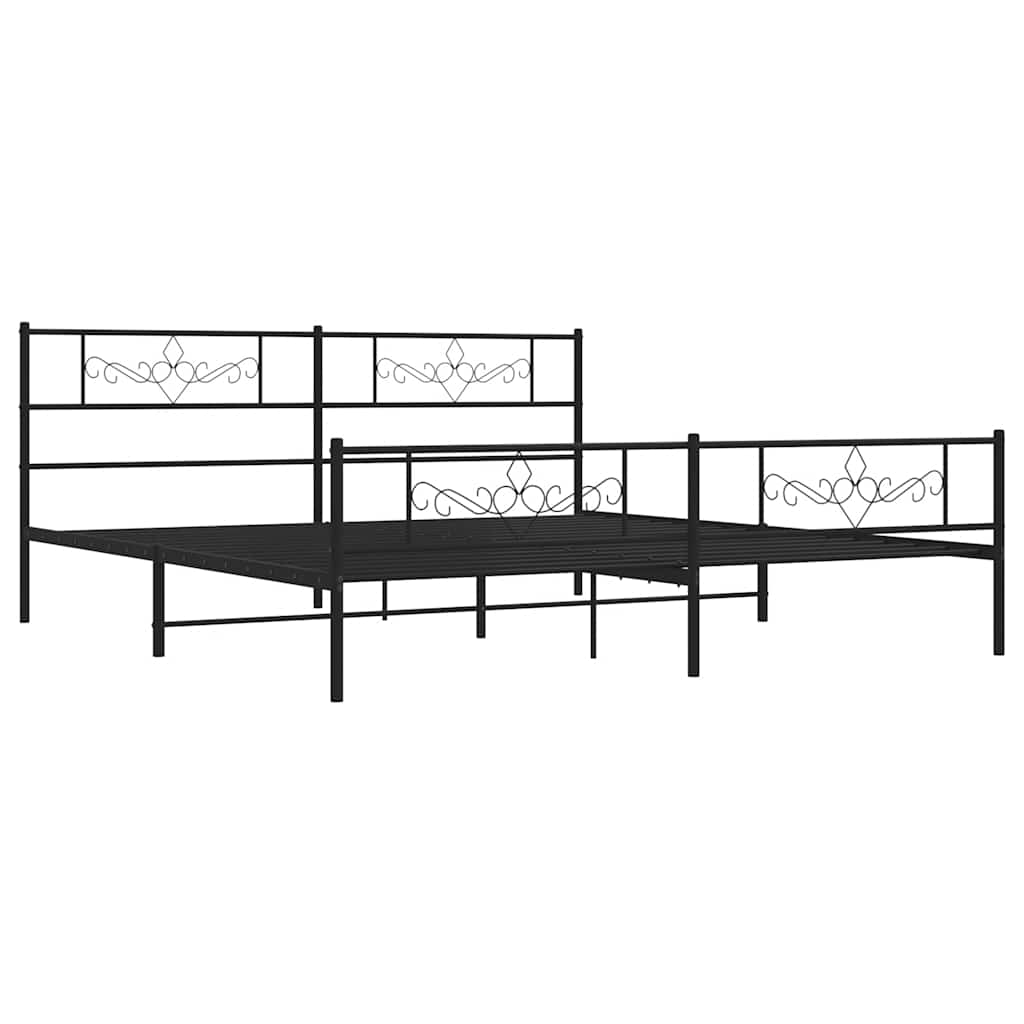 sengeramme med sengegavl og fodgærde 183x213 cm metal sort