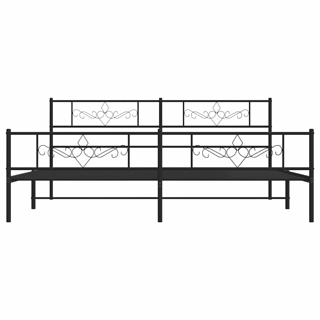 sengeramme med sengegavl og fodgærde 183x213 cm metal sort