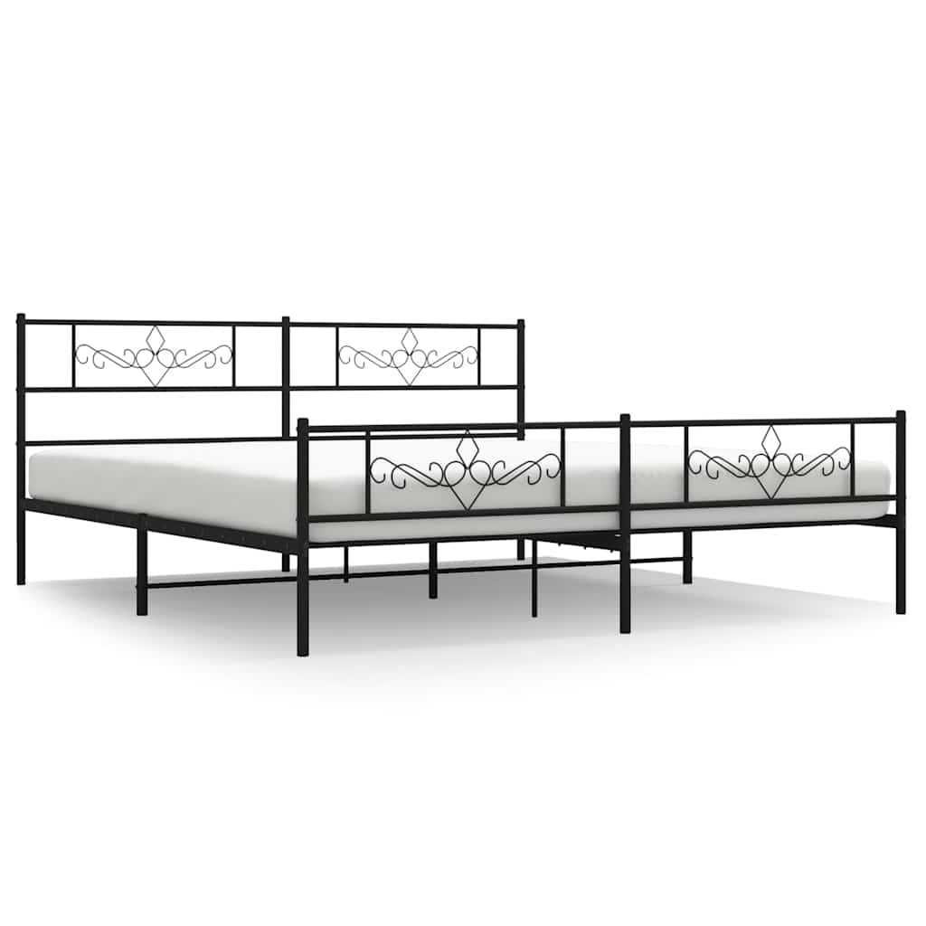 sengeramme med sengegavl og fodgærde 193x203 cm metal sort