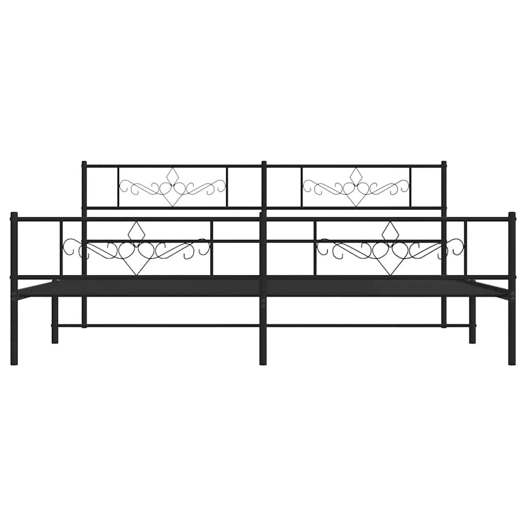 sengeramme med sengegavl og fodgærde 193x203 cm metal sort