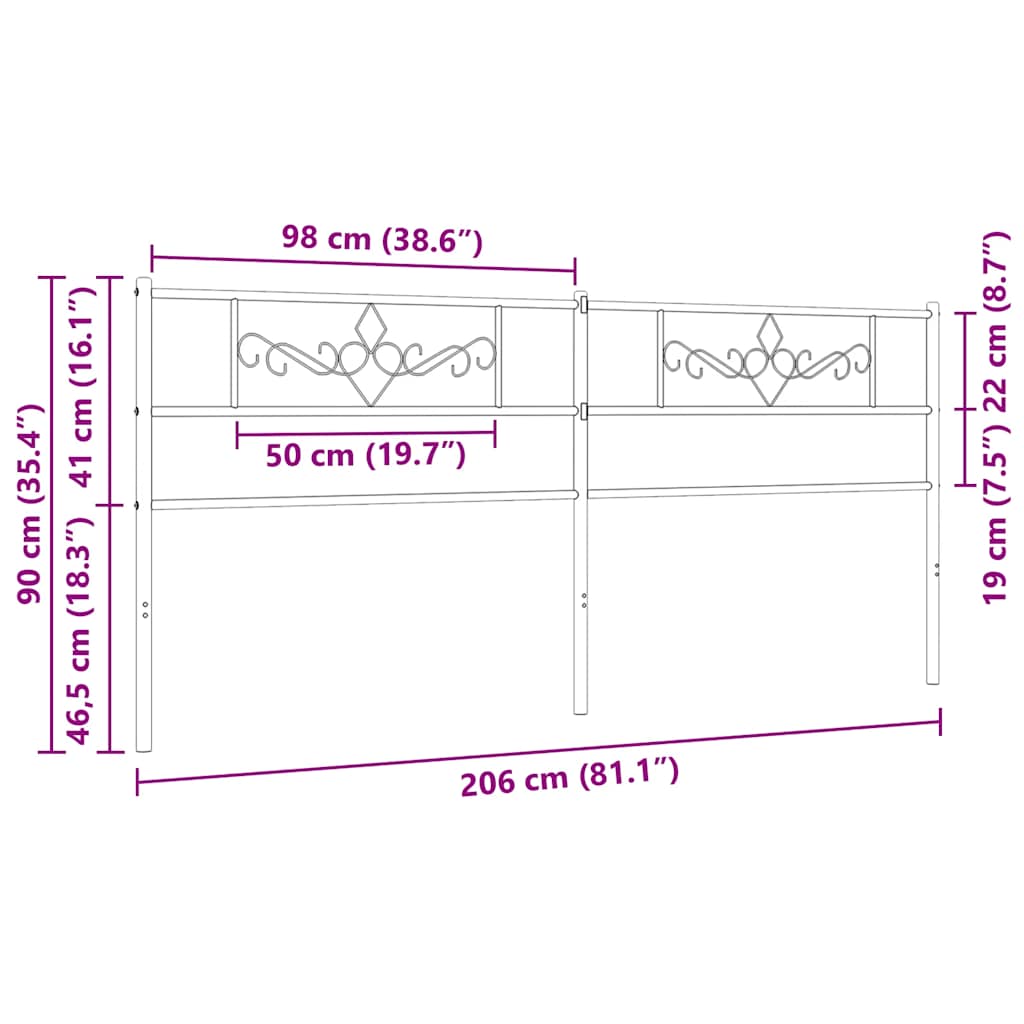 udskiftningsgavl 200 cm metal sort