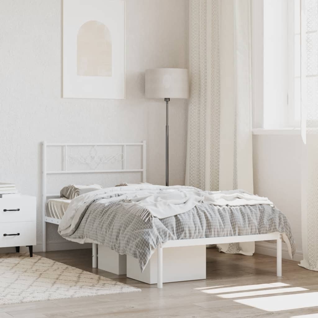 sengeramme uden madras med hovedgærde 75x190 cm hvid