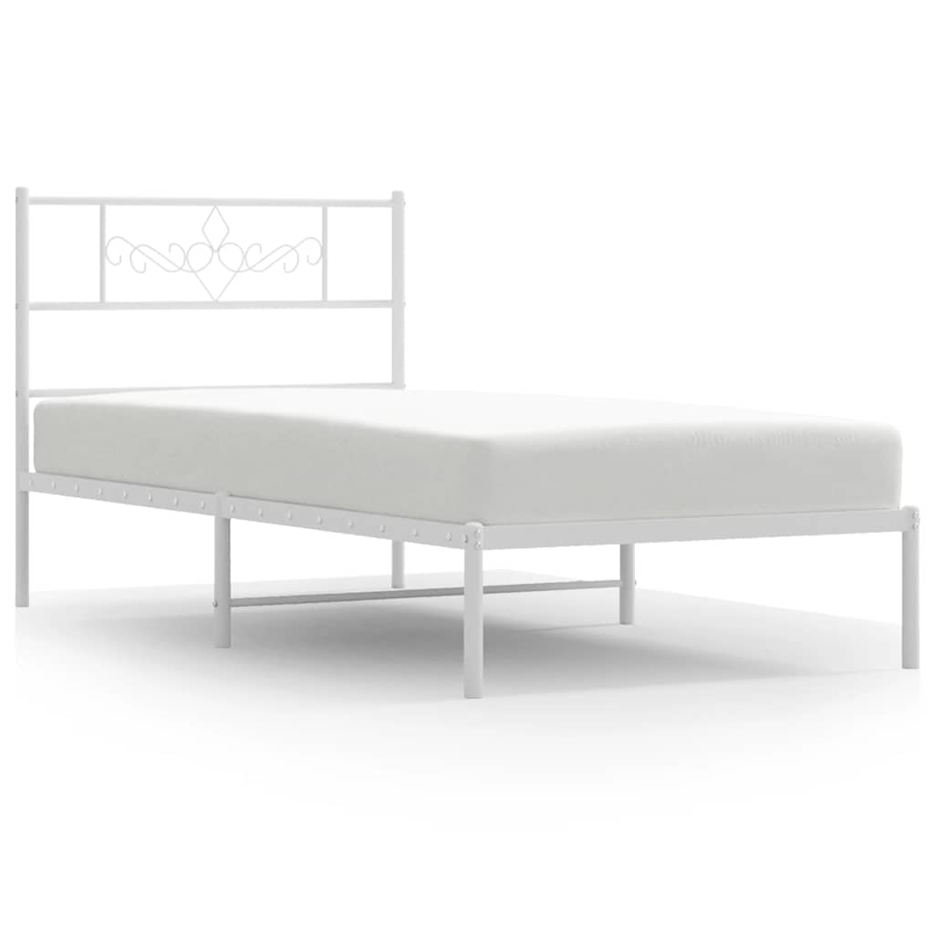 sengeramme med sengegavl 100x200 cm metal hvid