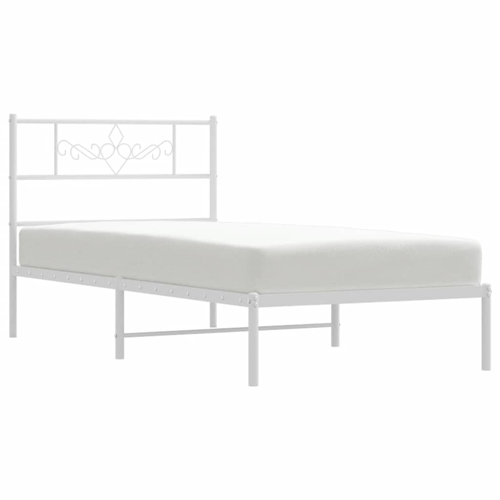 sengeramme med sengegavl 100x200 cm metal hvid