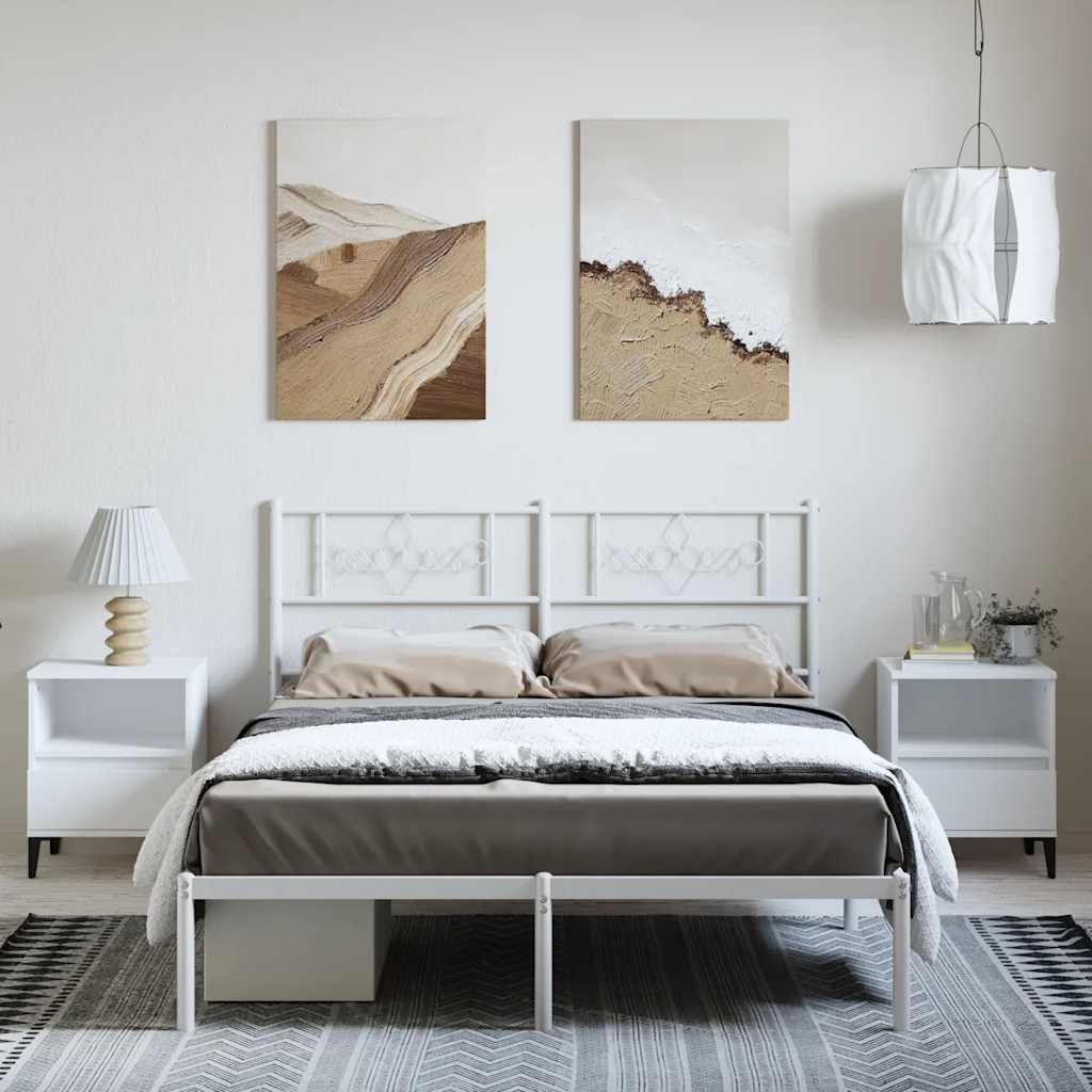 sengeramme med sengegavl 135x190 cm metal hvid