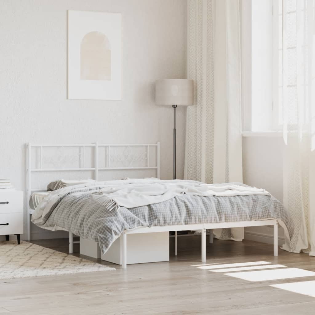 sengeramme med sengegavl 140x190 cm metal hvid