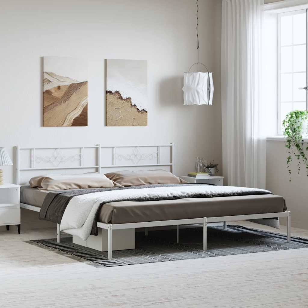 sengeramme med sengegavl 183x213 cm metal hvid