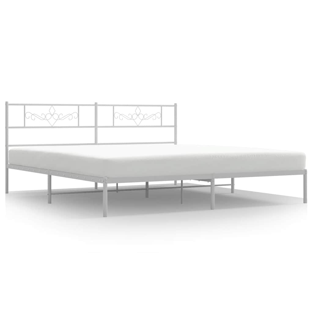 sengeramme med sengegavl 193x203 cm metal hvid