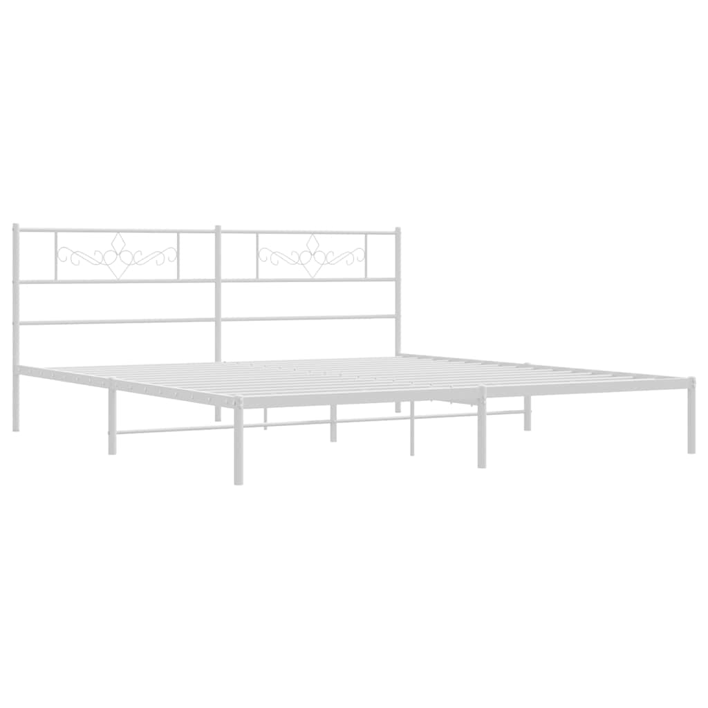 sengeramme med sengegavl 193x203 cm metal hvid