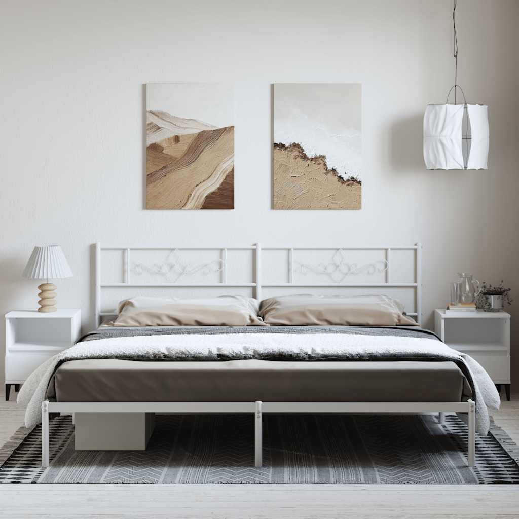 sengeramme med sengegavl 193x203 cm metal hvid
