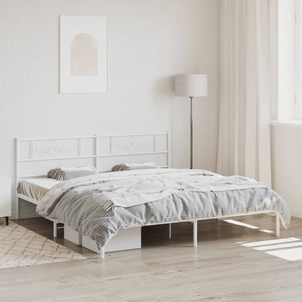 sengeramme med sengegavl 200x200 cm metal hvid