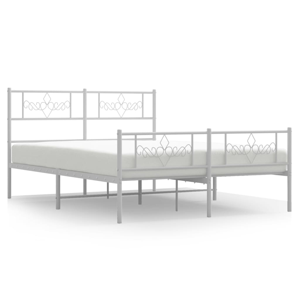 sengeramme med sengegavl og fodgærde 120x190 cm metal hvid