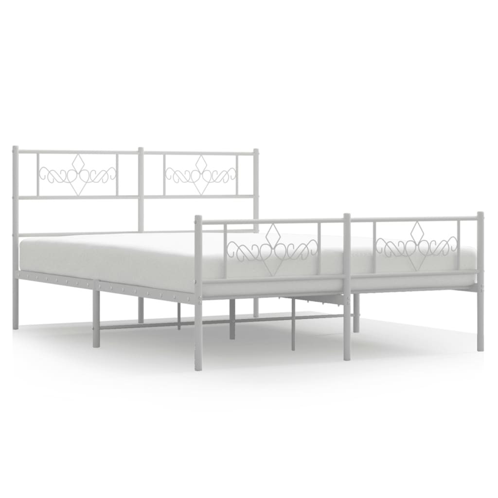sengeramme med sengegavl og fodgærde 120x200 cm metal hvid