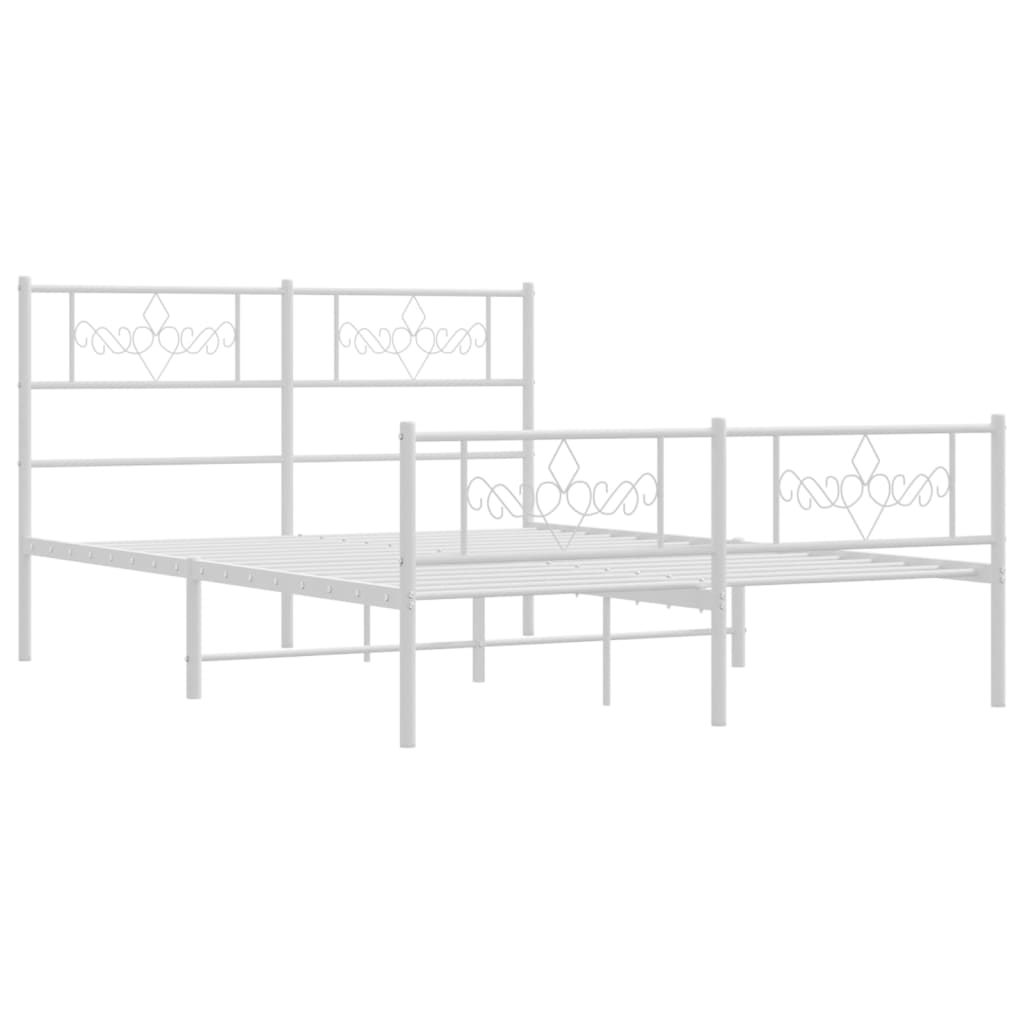 sengeramme med sengegavl og fodgærde 120x200 cm metal hvid