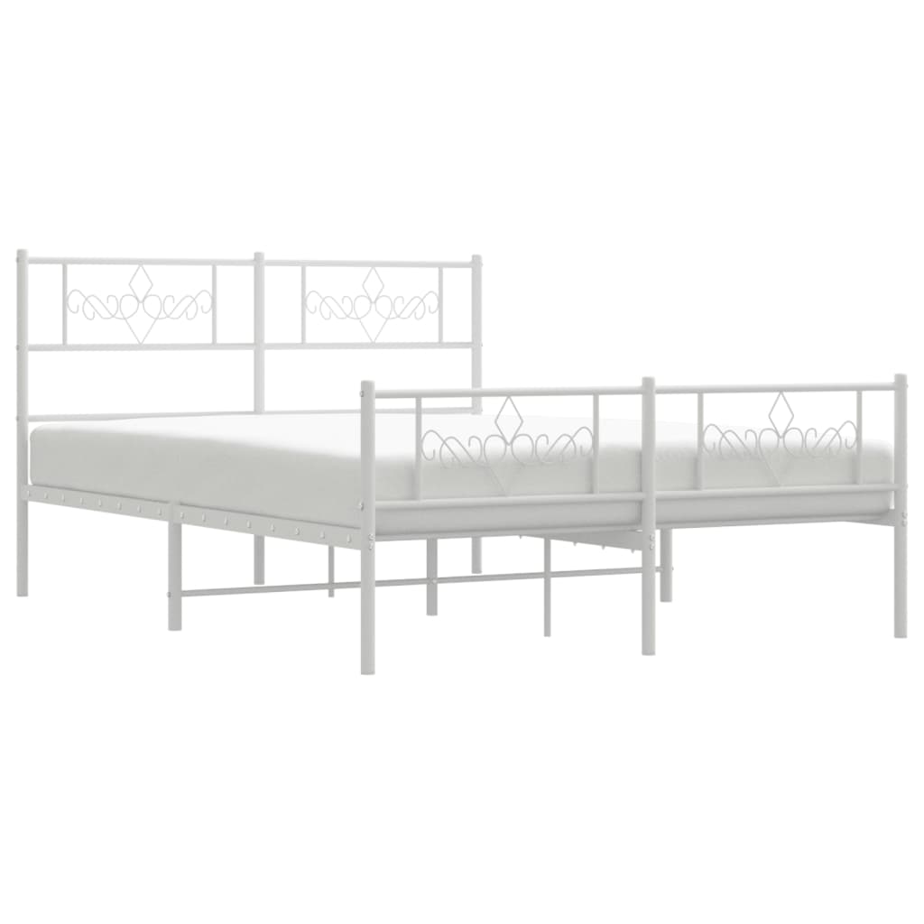 sengeramme med sengegavl og fodgærde 120x200 cm metal hvid