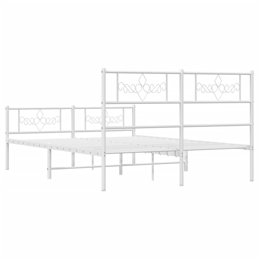 sengeramme med sengegavl og fodgærde 120x200 cm metal hvid