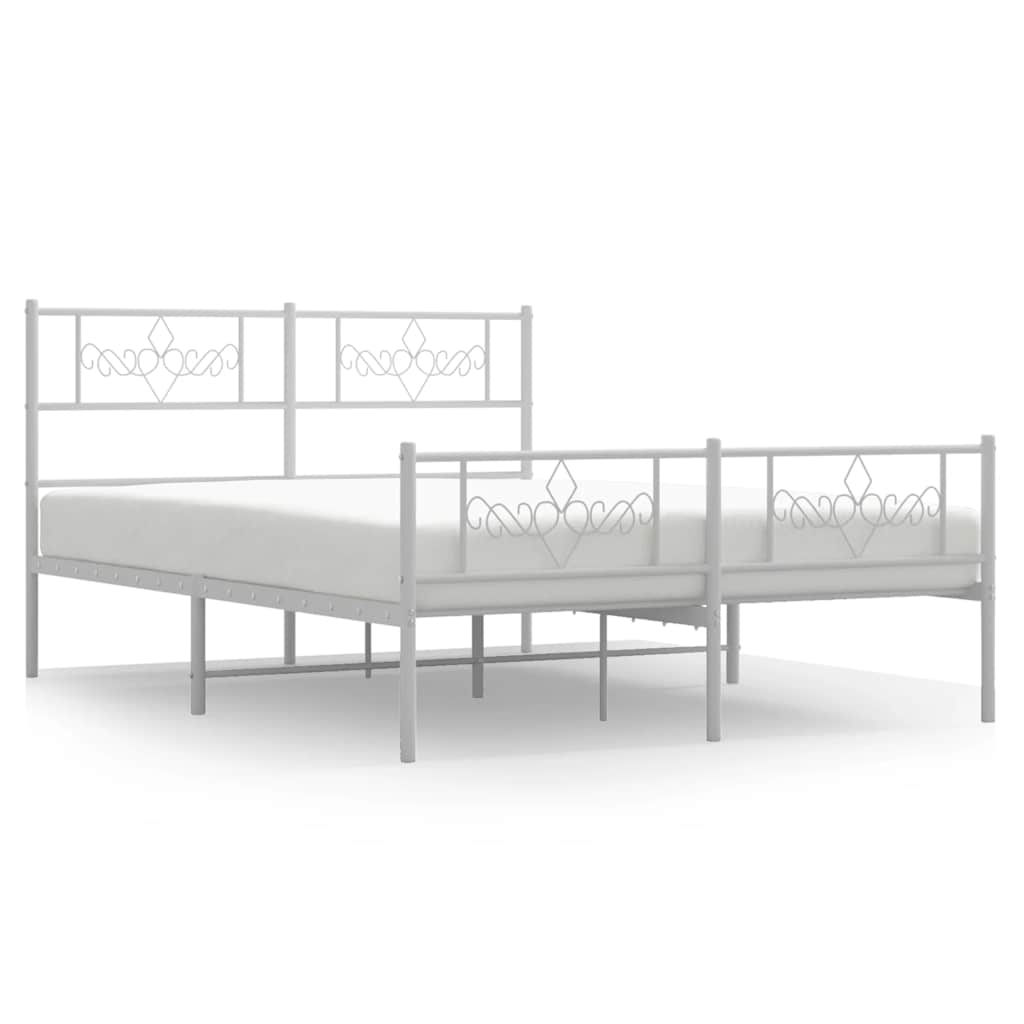 sengeramme med sengegavl og fodgærde 140x190 cm metal hvid