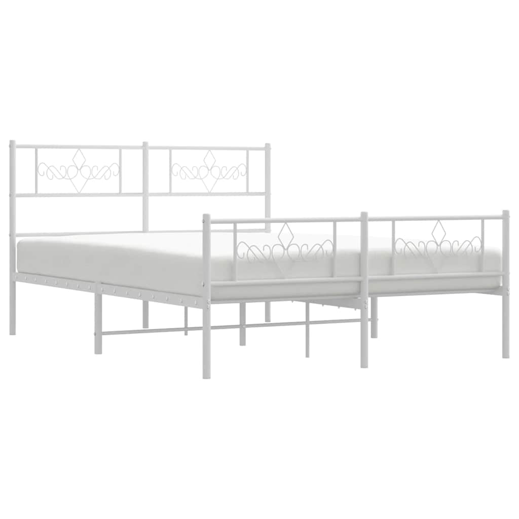 sengeramme med sengegavl og fodgærde 140x190 cm metal hvid