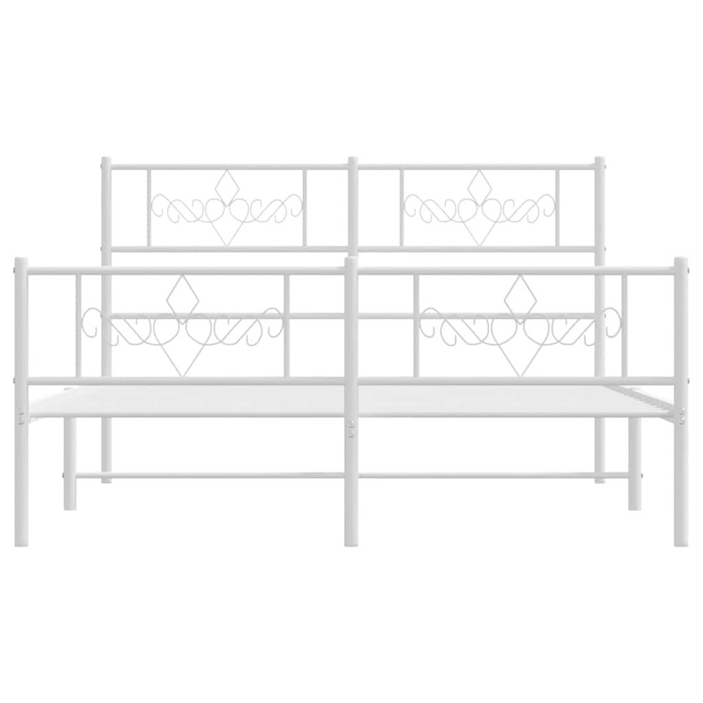 sengeramme med sengegavl og fodgærde 140x190 cm metal hvid
