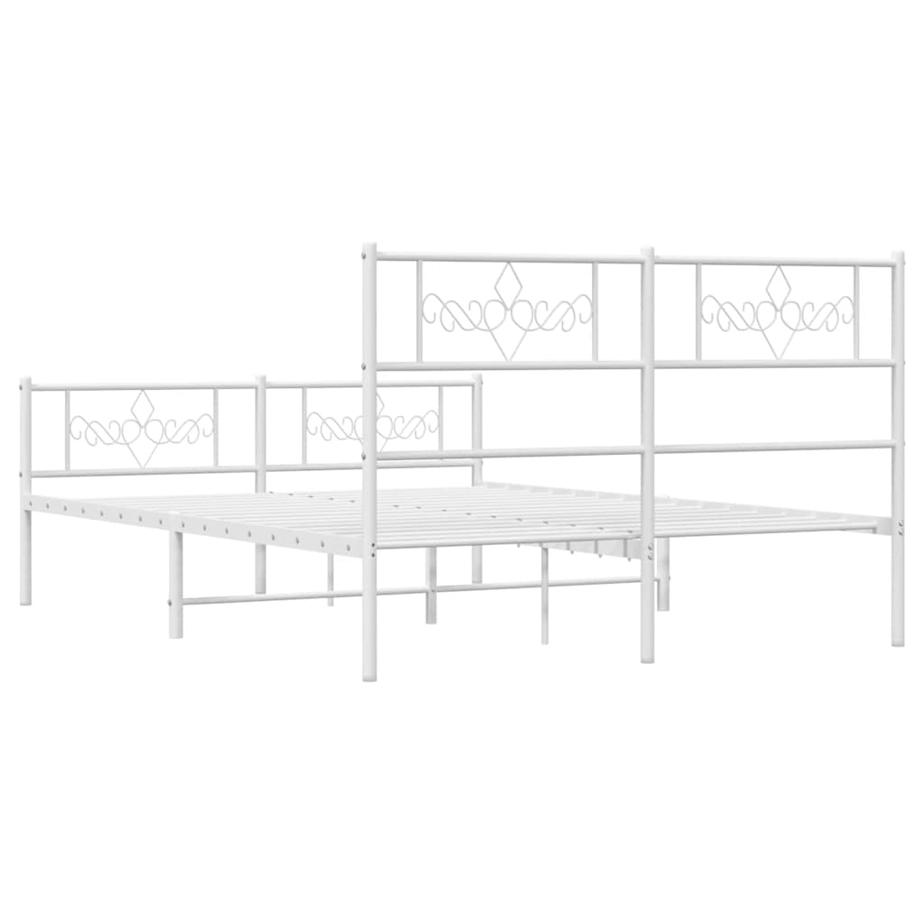 sengeramme med sengegavl og fodgærde 140x190 cm metal hvid