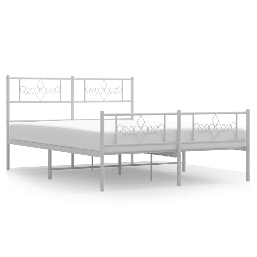 sengeramme med sengegavl og fodgærde 140x200 cm metal hvid