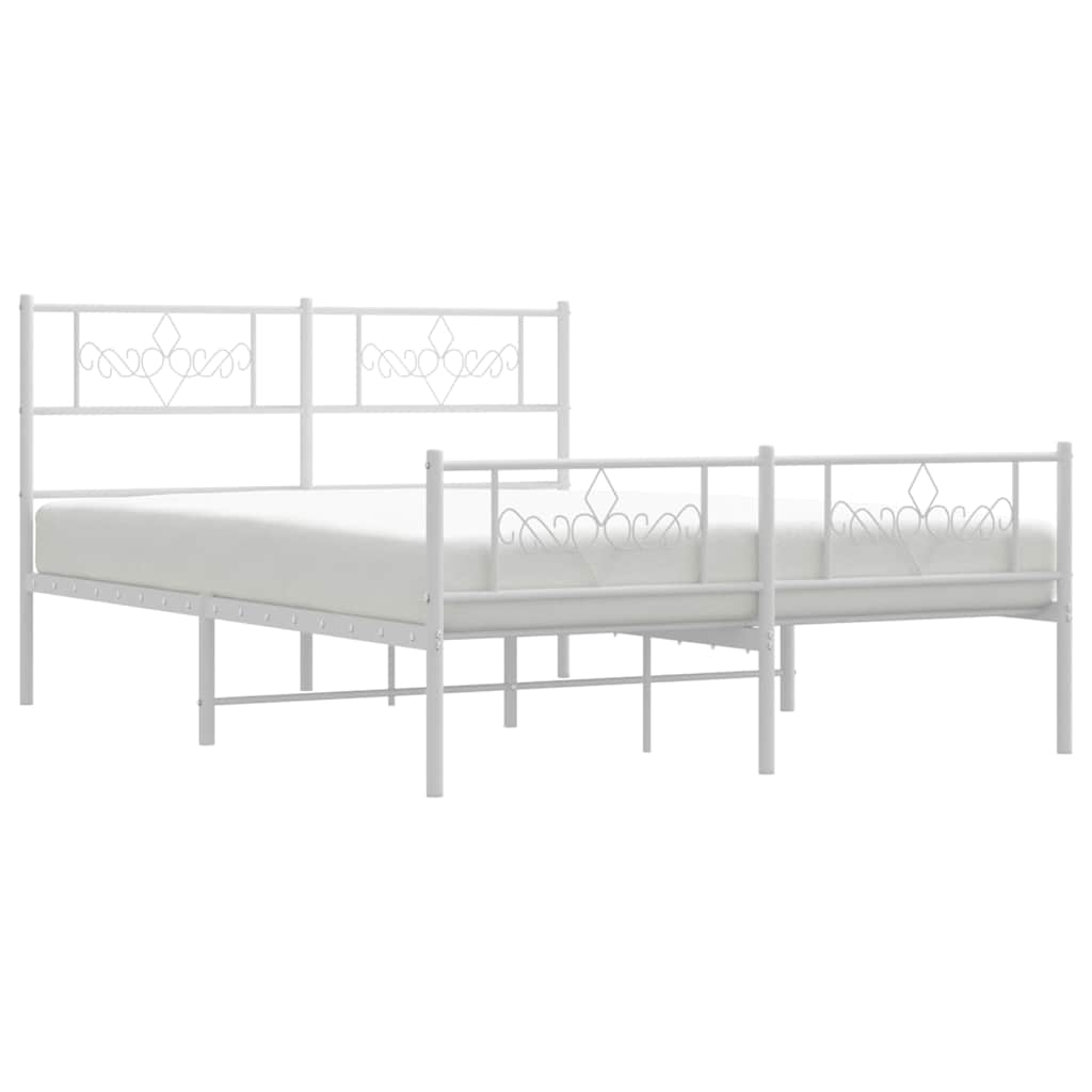 sengeramme med sengegavl og fodgærde 140x200 cm metal hvid