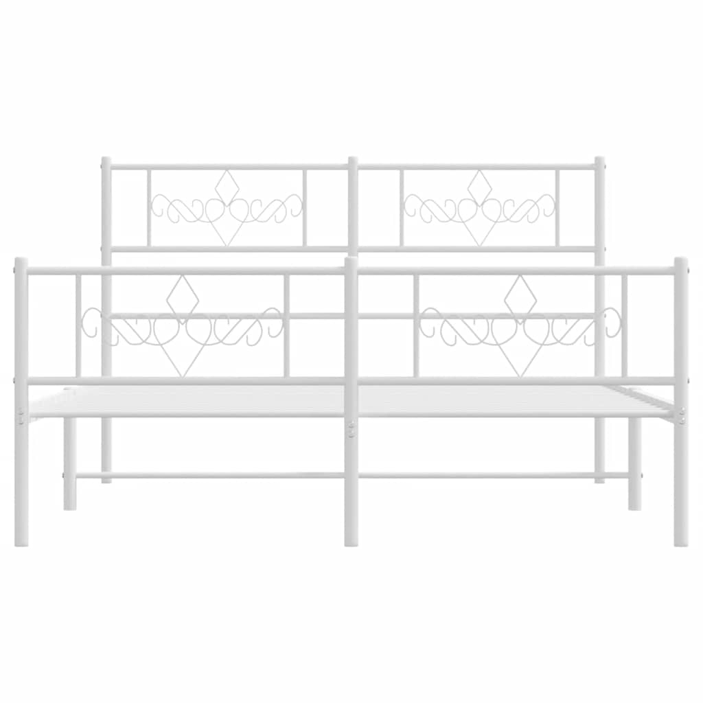 sengeramme med sengegavl og fodgærde 140x200 cm metal hvid