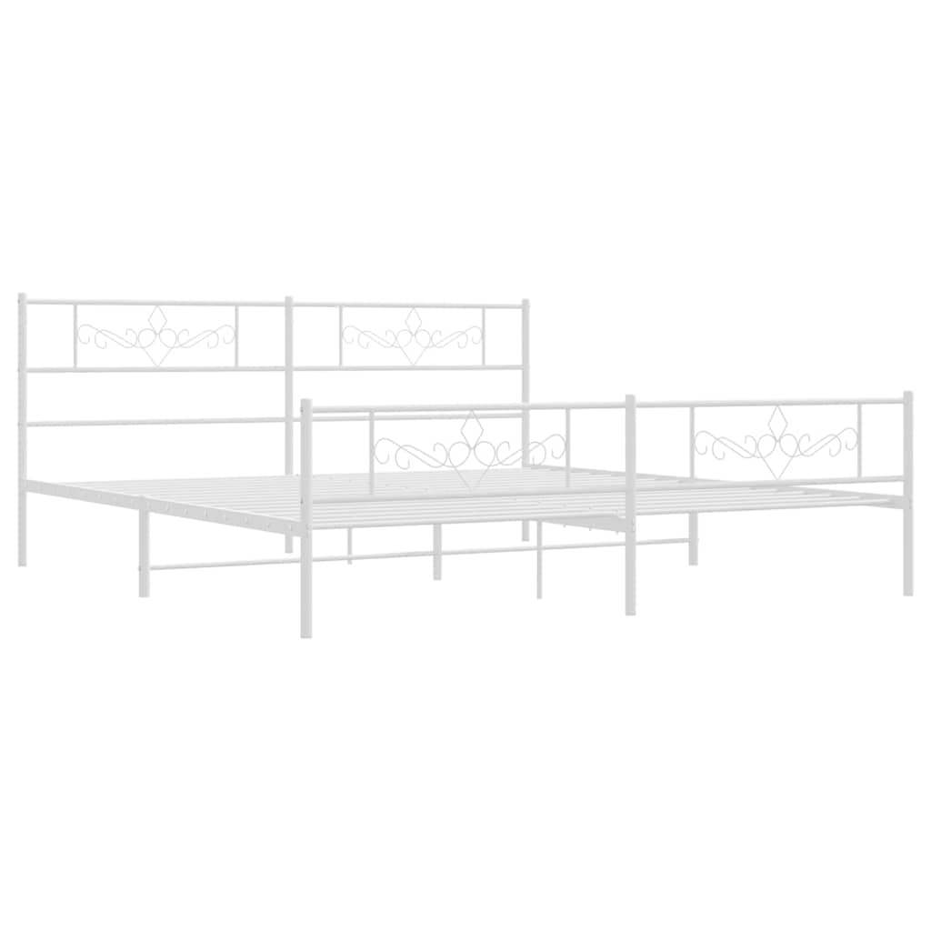 sengeramme med sengegavl og fodgærde 183x213 cm metal hvid