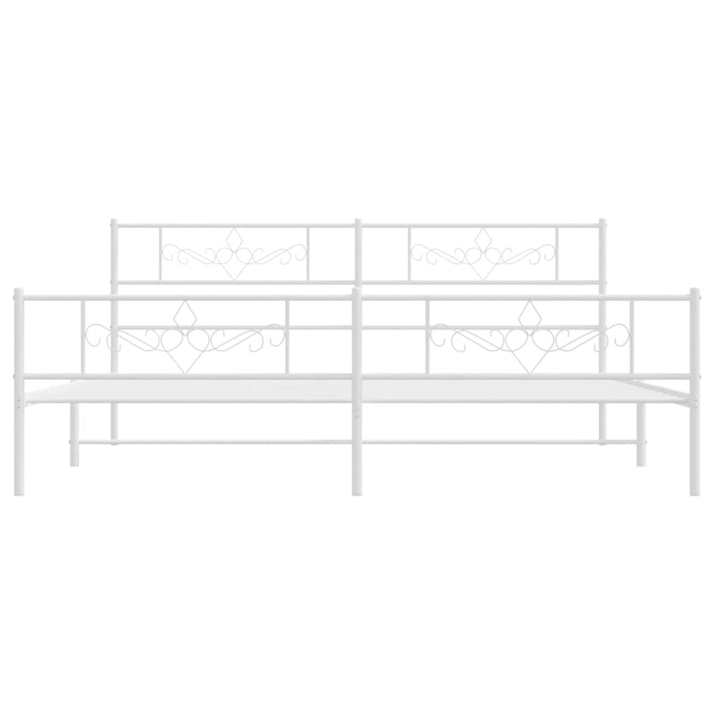 sengeramme med sengegavl og fodgærde 183x213 cm metal hvid
