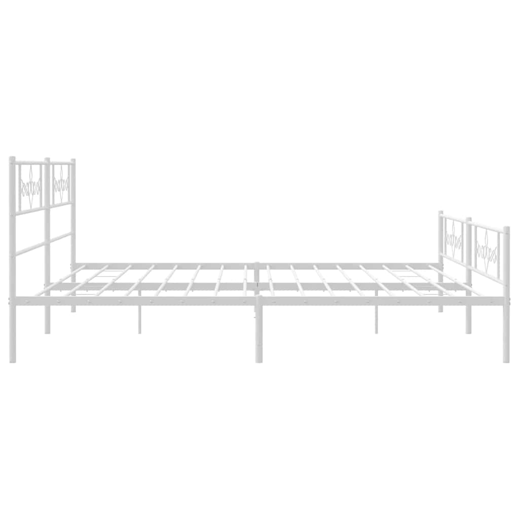 sengeramme med sengegavl og fodgærde 183x213 cm metal hvid