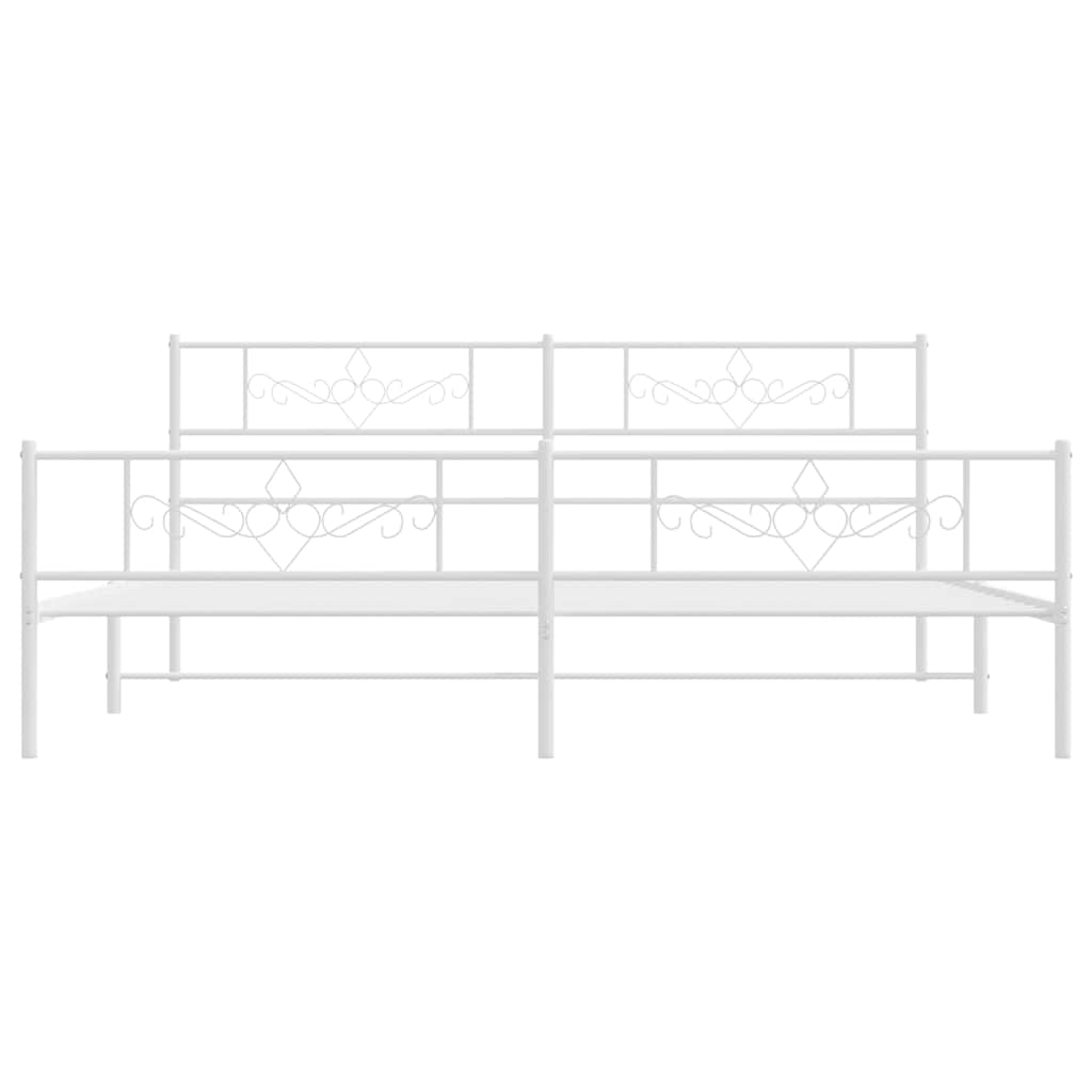 sengeramme med sengegavl og fodgærde 193x203 cm metal hvid