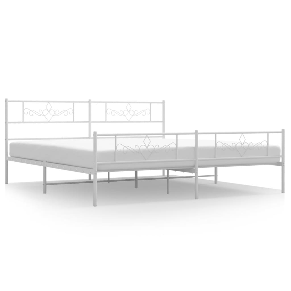 sengeramme med sengegavl og fodgærde 200x200 cm metal hvid