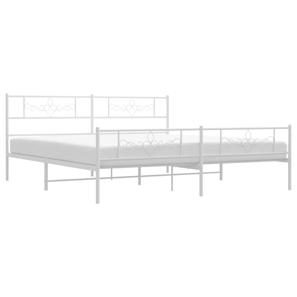 sengeramme med sengegavl og fodgærde 200x200 cm metal hvid