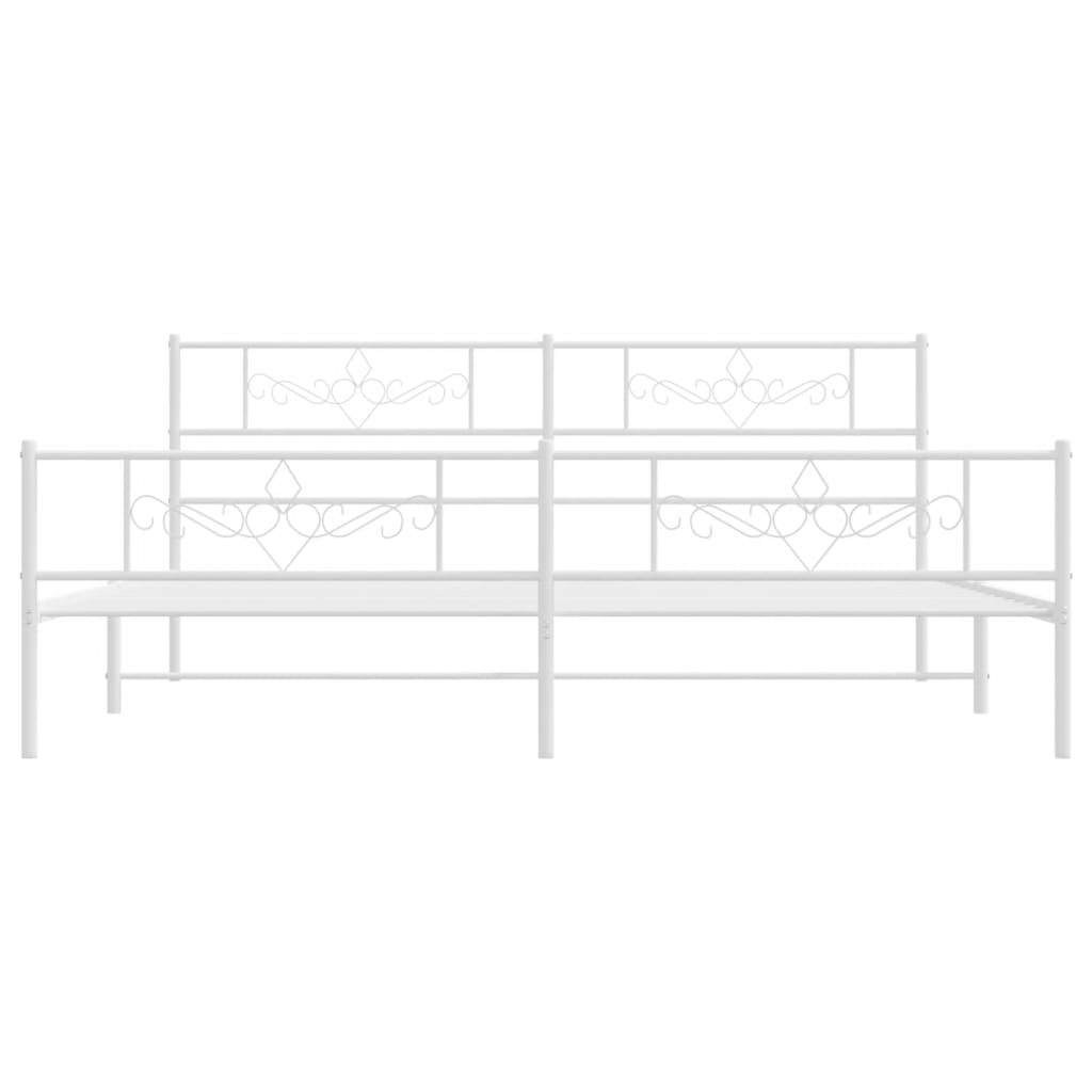 sengeramme med sengegavl og fodgærde 200x200 cm metal hvid