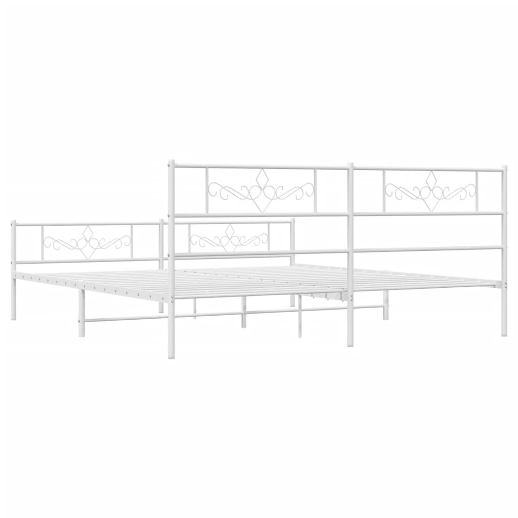 sengeramme med sengegavl og fodgærde 200x200 cm metal hvid