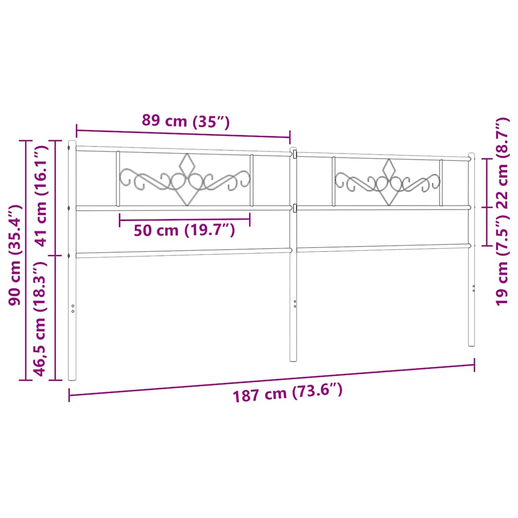udskiftningsgavl 180 cm metal hvid