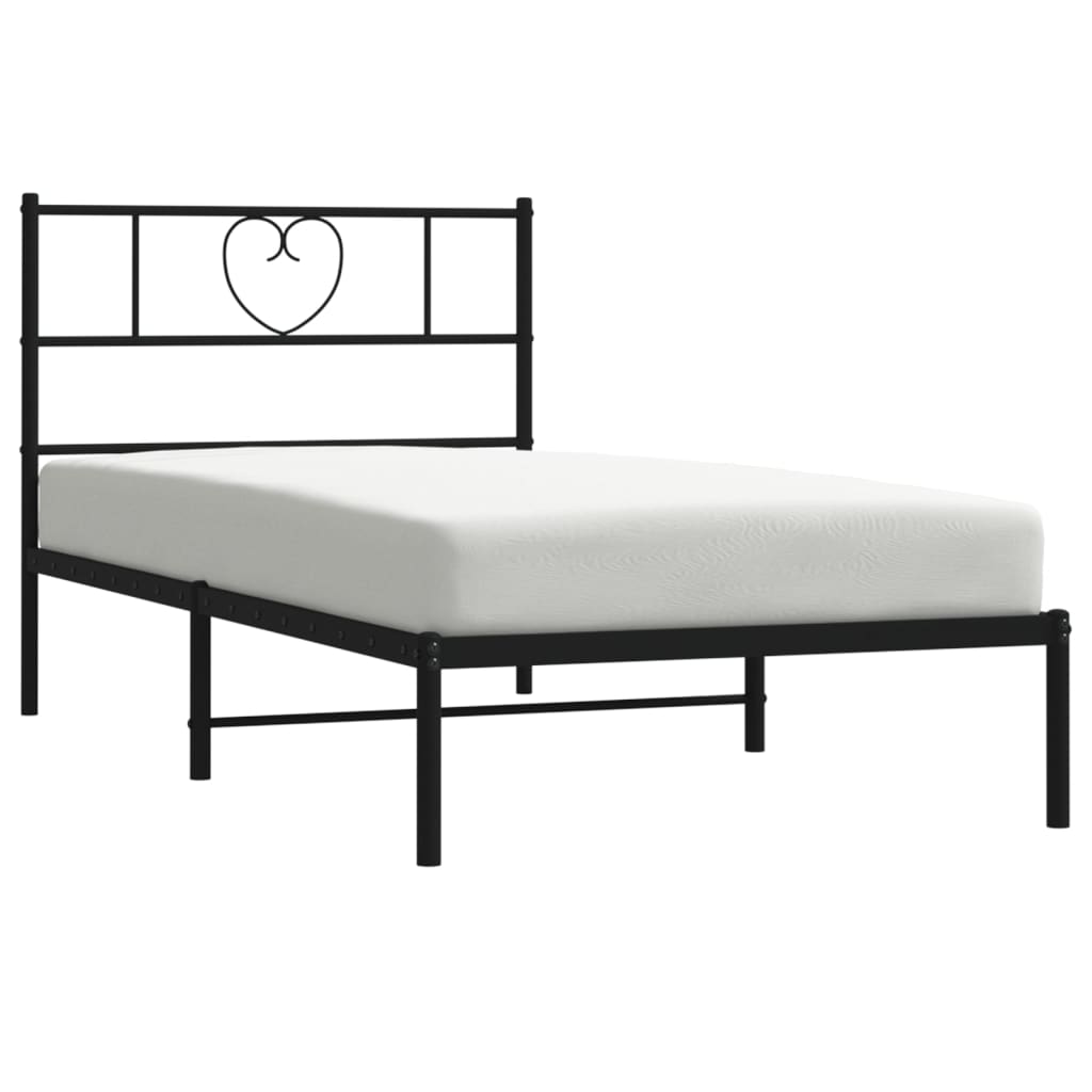 sengeramme med sengegavl 75x190 cm metal sort