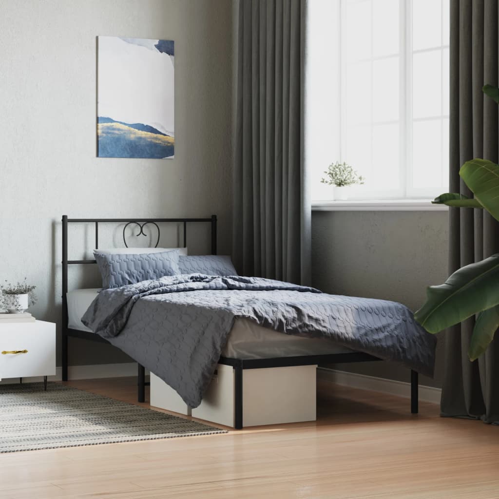 sengeramme med sengegavl 75x190 cm metal sort